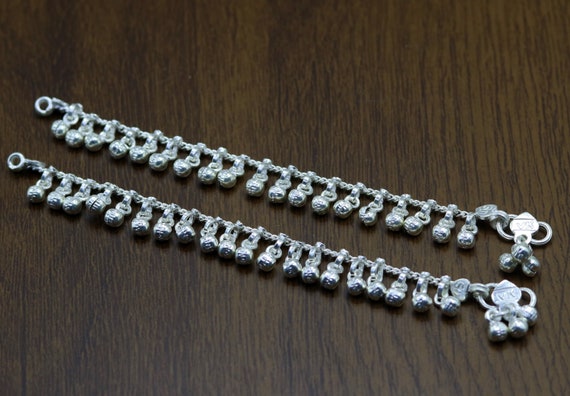 5.8" Solid silver Vintage design double chain cus… - image 3