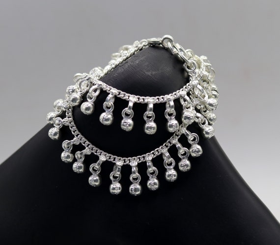 5.8" Solid silver Vintage design double chain cus… - image 5