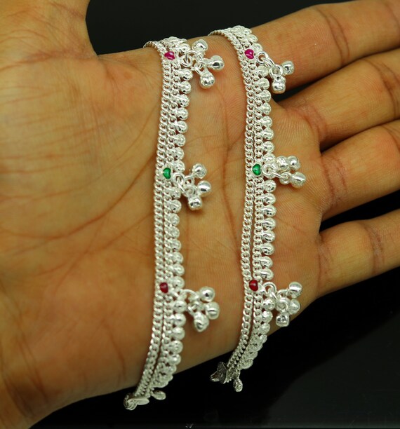 6.8" inches double chains solid silver gangling w… - image 10