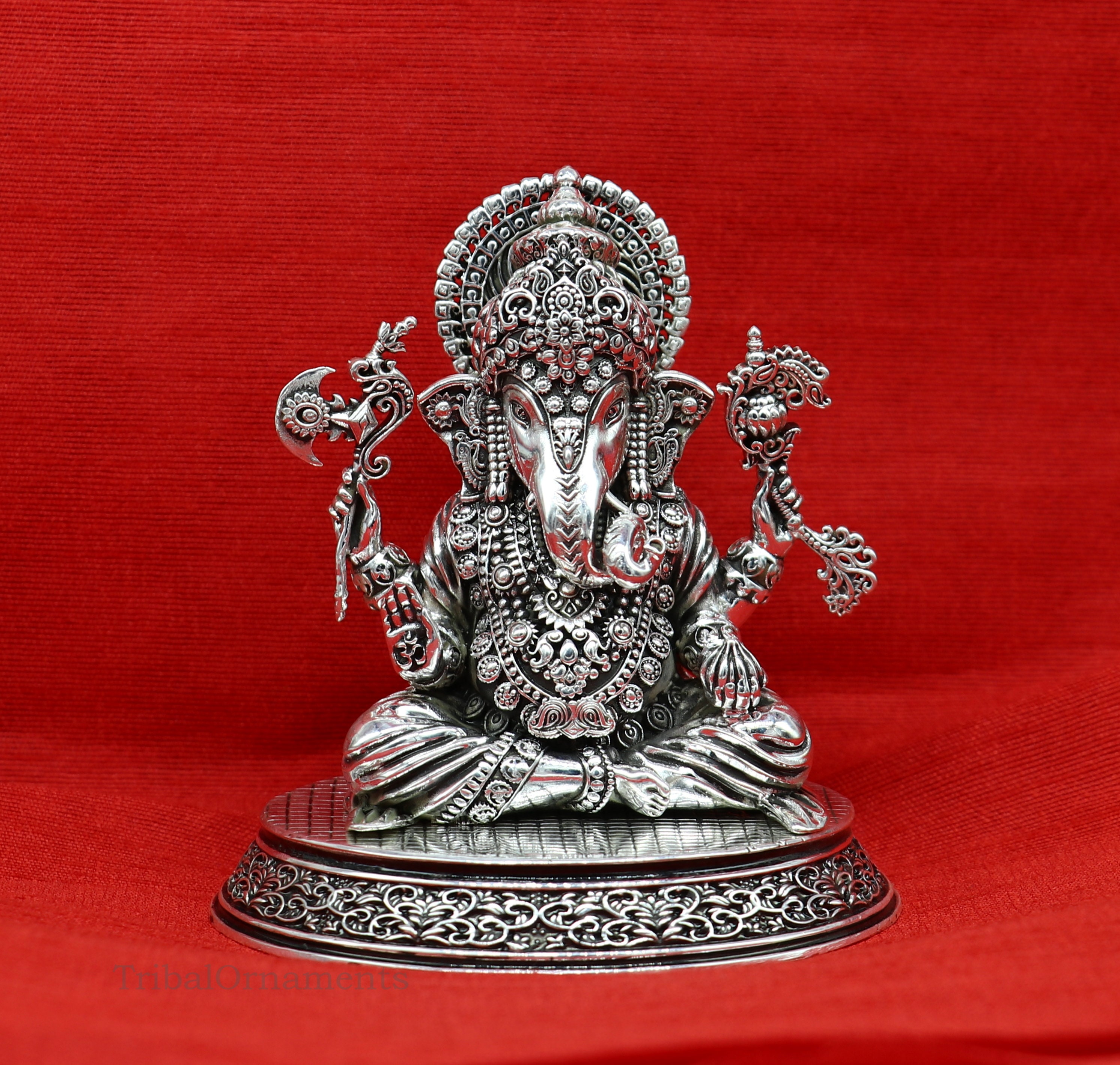 925 Sterling silver handmade solid Idol Ganesha Diwali puja statue, Ganesha is idol for wealth and prosperity, temple puja statue art34