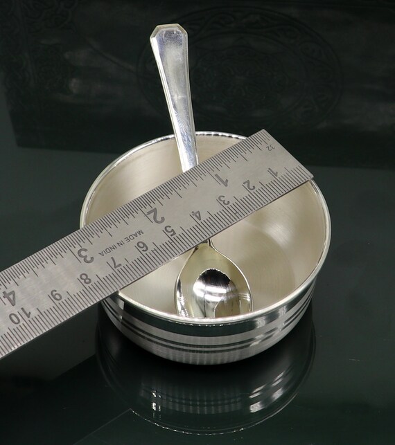 999 Pure Silver Handmade Solid Bowl and Spoon Silver Tumbler