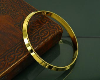 925 sterlingzilver goud gepolijst of verguld over massief zilveren armband kada, uitstekende sikhha punjabi kada, uniseks cadeau-sieraden India nssk362