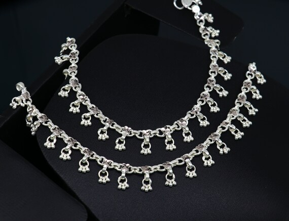 10" solid sterling silver handmade ankle bracelet… - image 5