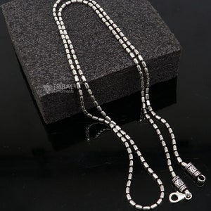 All size 925 sterling silver handmade customized fancy stylish silver beaded chain necklace baht chain best gifting jewelry from India ch562