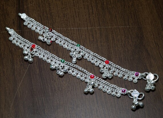 6" solid silver Vintage design double chain custo… - image 6