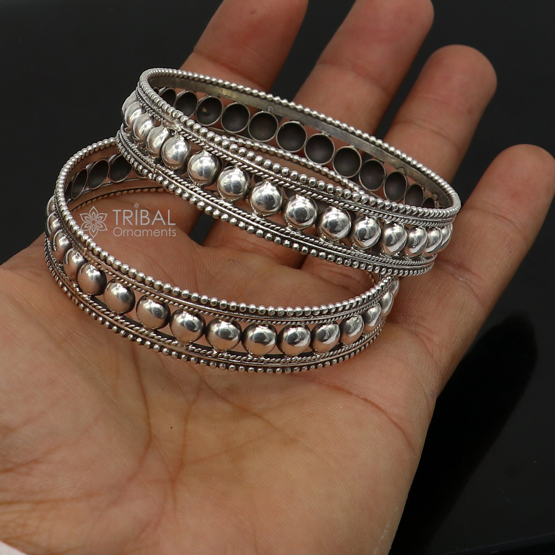 925 Sterling Silver Handmade Vintage Design Bangle Bracelet Tribal
