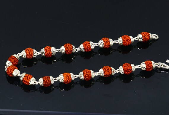 Solid silver handmade 6 mm Natural Rudraksha bead… - image 6