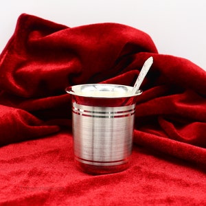 999 silver water/milk glass tumbler/ cup gifting silver utensils handmade baby set or silver vessel, silver temple puja article s232