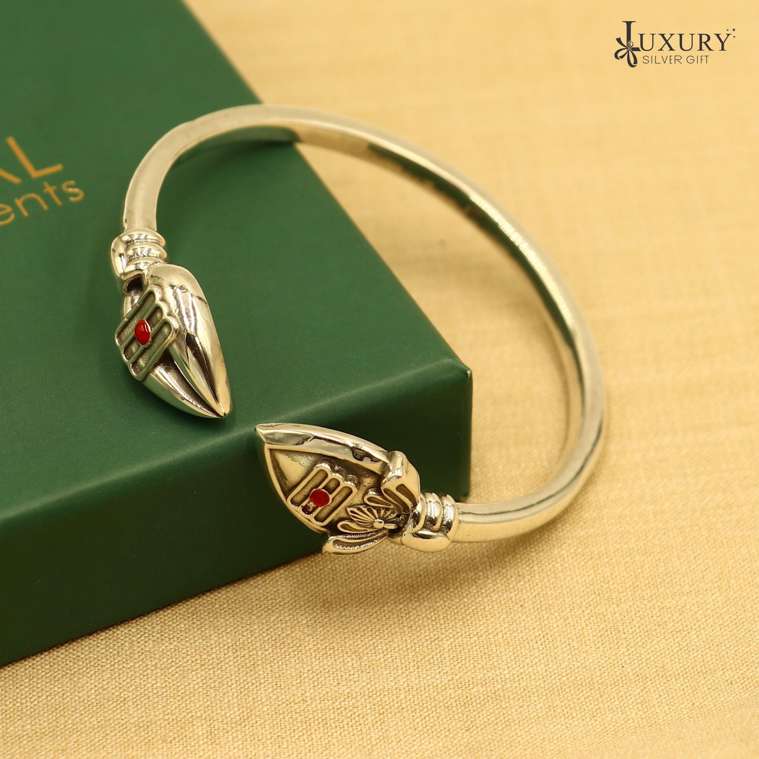 アクセサリー Custom Souvenir Shop ROAD 3Star Bangle 925 Sterling Silver Lord Kartikeya Adjustable Bangle Bracelet Kada