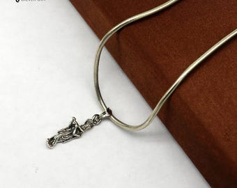 クリシュナ・フルート・ペンダント：酸化925スターリングシルバー製