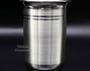 Pure 999 fine silver handmade utensils,300ml water/milk Glass tumbler, silver flask, baby kids serving food stay healthy water glass sv263