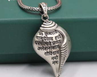 925 sterlingzilver Lord Krishna mantra Sankha hanger tribal etnische sieraden nsp1066