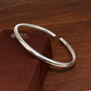 925 Sterling Silver Plain Ball Cuff Bracelet / Men's Silver