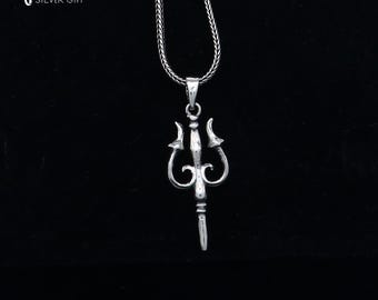 925 Sterling silver handmade Trishul (trident) pendant,nsp855