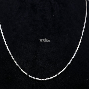 18&quot;/20&quot;/24&quot; 1mm 925 sterling silver handmade unique trendy style box chain necklace excellent gifting jewelry for men&#39;s women&#39;s chain ch240