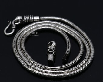 18" to 26" long 3mm screw chain 925 sterling silver handmade snake chain pendant chain, necklace chain, oxidized silver trendy style CH585