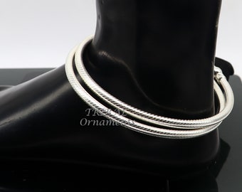 925 sterling silver Vintage design Indian traditional silver women's customized foot kada anklet kada hollow bracelet tribal jewelry nsfk84