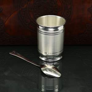 999 pure silver Water/ milk glass tumbler/ cup serving food silver utensils baby set or silver vessel, silver temple puja article  sv111