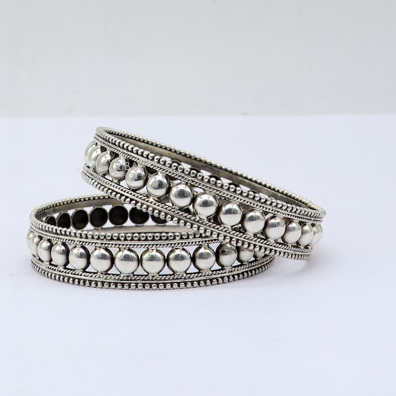 925 Sterling Silver Handmade Vintage Design Bangle Bracelet Tribal