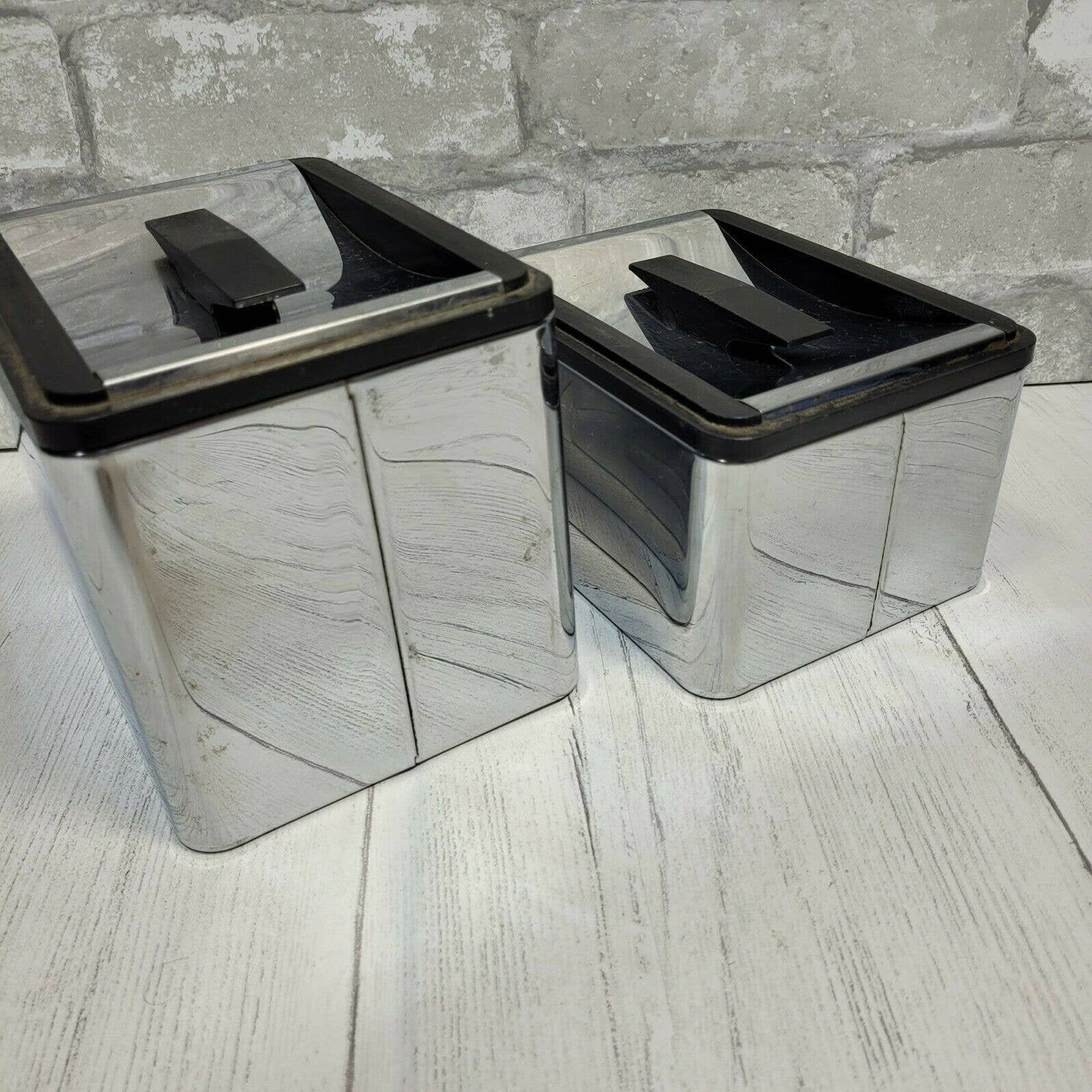 Vintage Kromex Canister Set of 2 with Lids Chrome Stacking Etsy