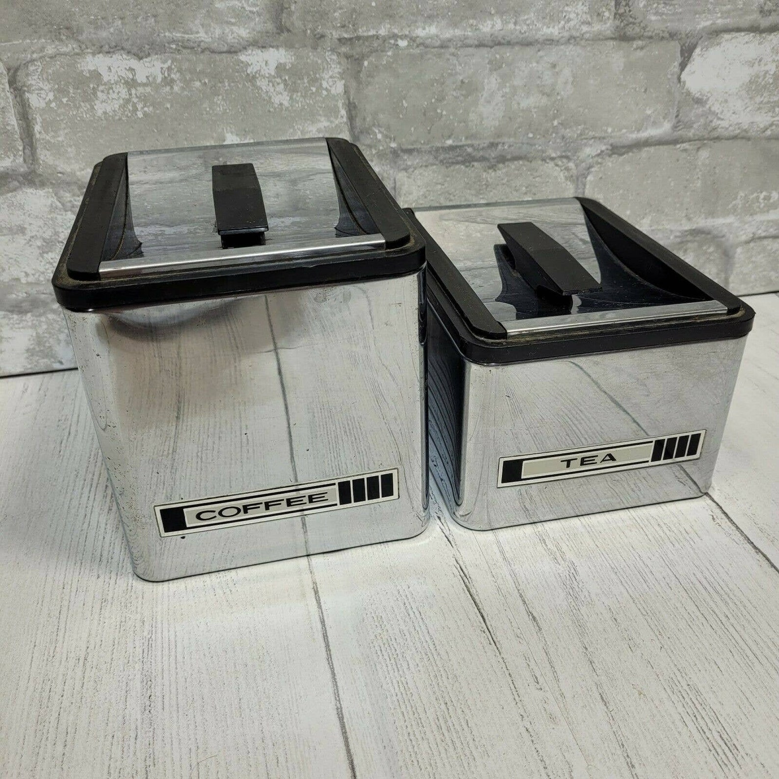 Vintage Kromex Canister Set of 2 with Lids Chrome Stacking Etsy