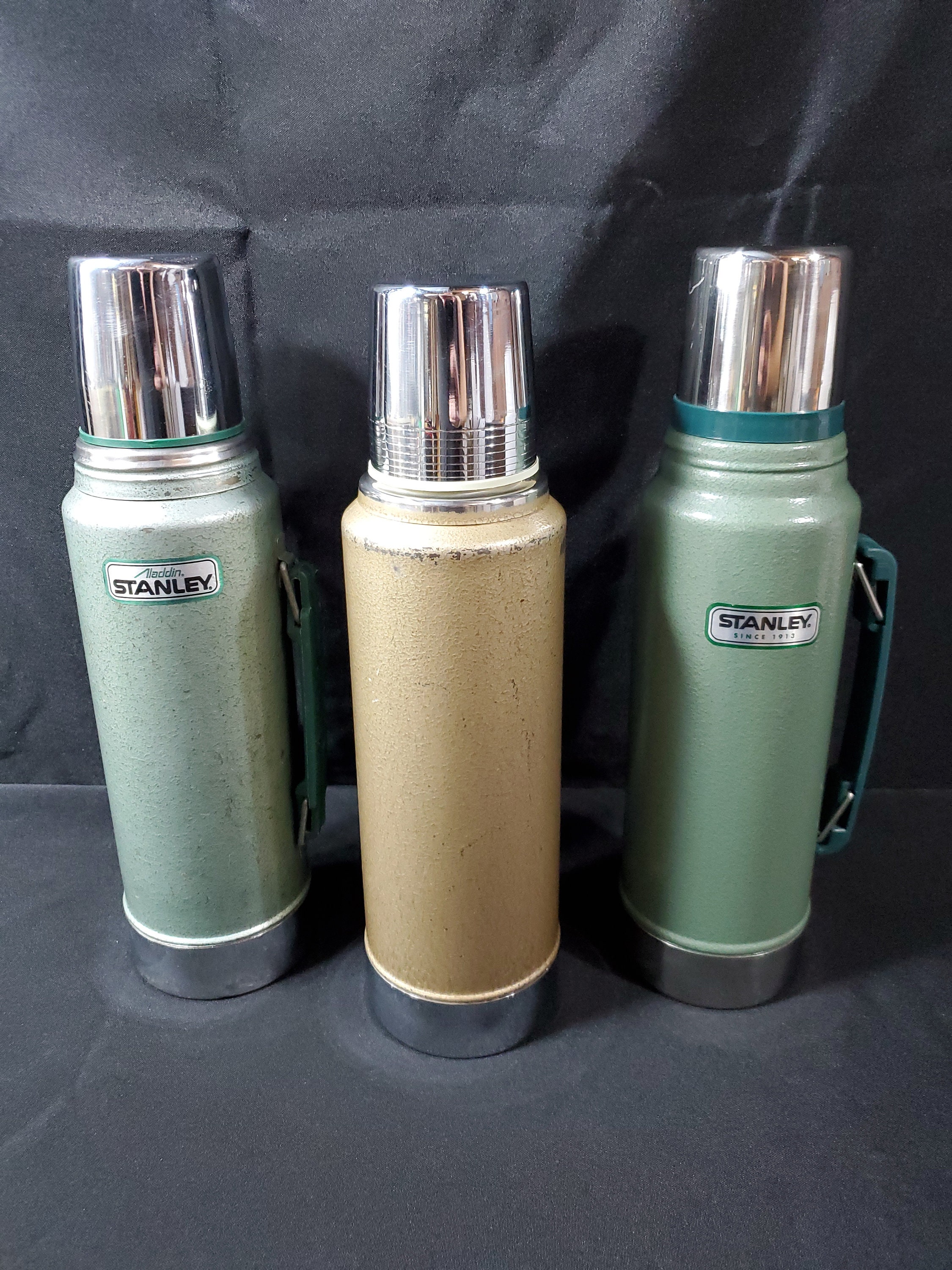 Stanley 1.1 Qt Green Aladdin Thermos Stainless Steel Bottle Hot Cold Cup 32  oz