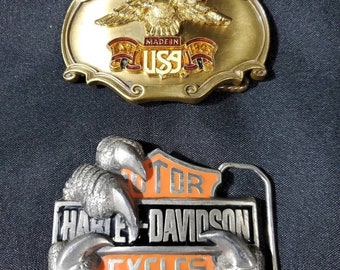 Awesome Vintage Harley Davidson Belt Buckle... Born in the USA - Etsy