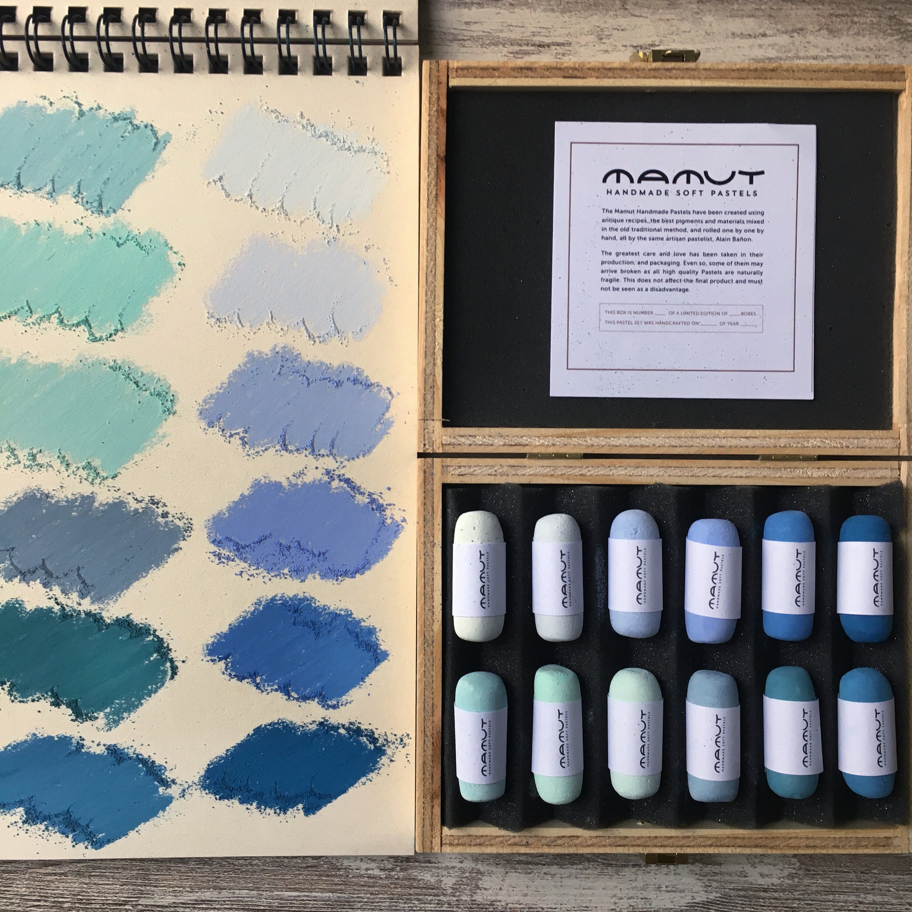 Mamut Pastels, Handmade Soft Pastel Set Nº10,.soft Pastels for Artists. 14  Selected Soft Pastel Colours. 