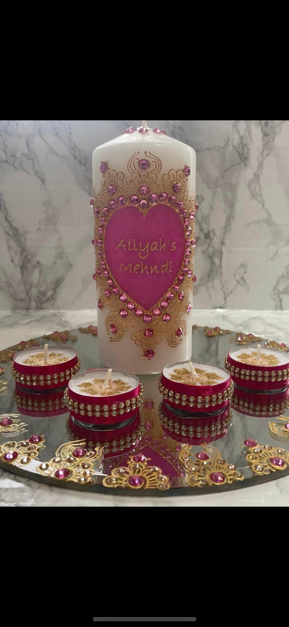 Set D’assiettes Et Bougies Mehndi – Fait Main – Fabriqué Au Royaume-Uni