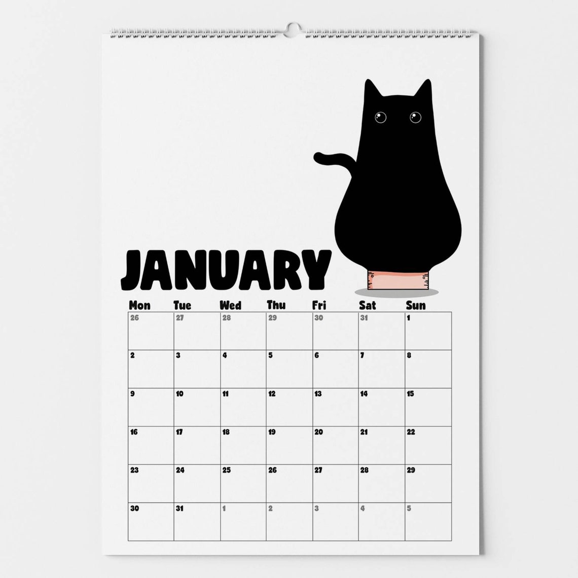 Black Cat Calendar 2023 A4 Etsy Canada