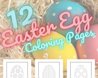 Easter Egg Coloring Page Digital/Instant Download - 12 Different Designs