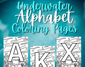 A-Z Ocean Alphabet Coloring Pages Digital/Instant Download