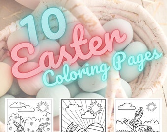Easter Bunny Coloring Page Digital/Instant Download - 10 Different Designs