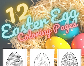 Mandala & Floral Easter Egg Coloring Page Digital/Instant Download - 12 Different Designs