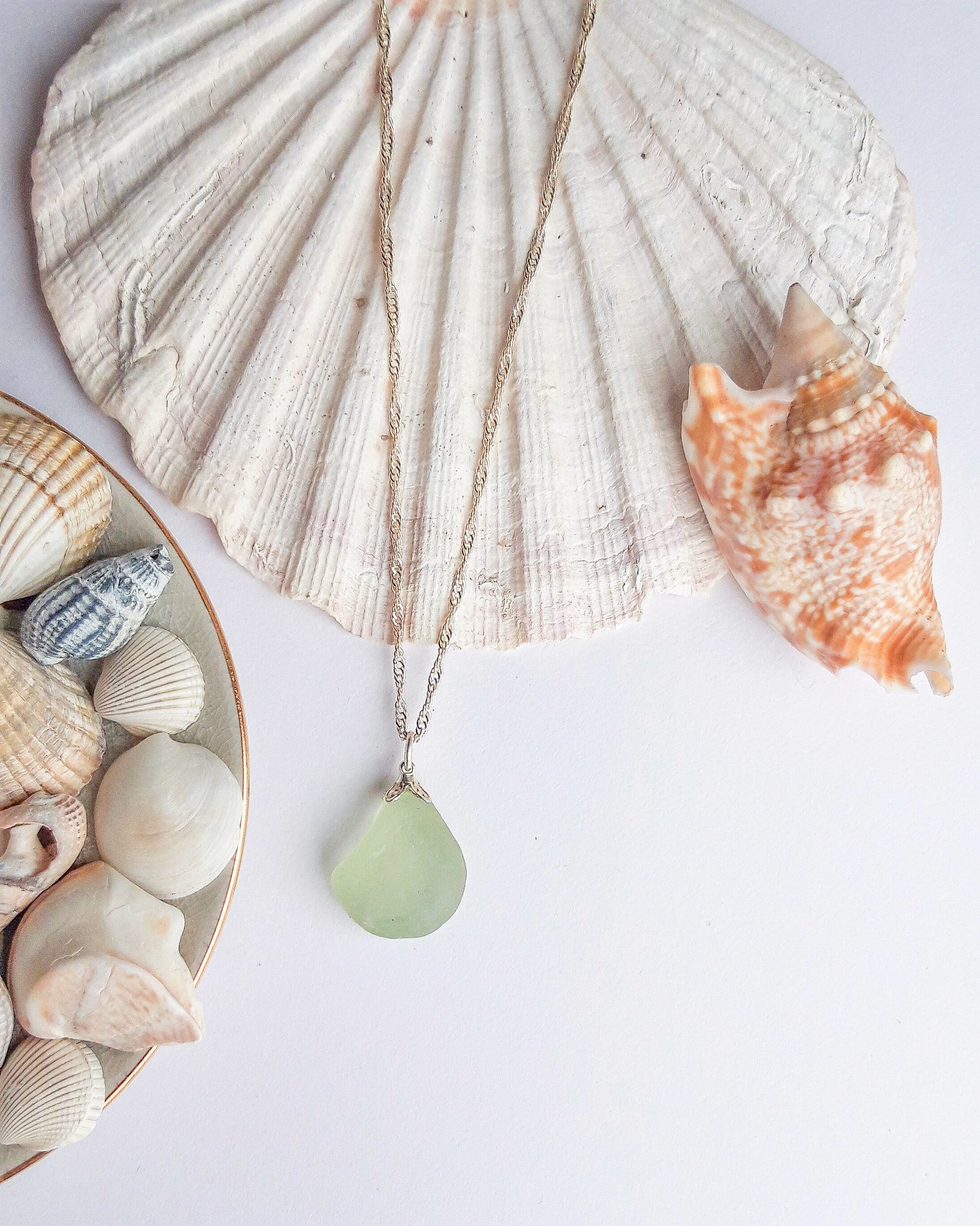 Seafoam Grünes Seeglas Halskette | Etsy