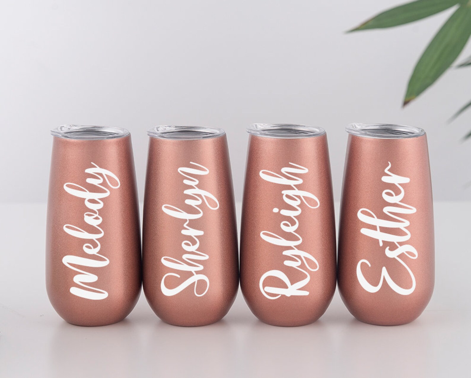 Insulated Champagne Stemless Flutes Personalized Champagne Etsy