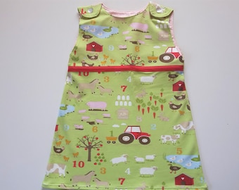 Sommerkleid Mädchenkleid Tiere Bauernhof Kinderkleid Gr.80 Kleid