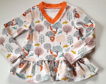 Langarmshirt Mädchen Gr. 122 Kindershirt Waldtiere