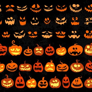 Bundle Svg visage citrouille, Halloween Svg Bundle, Svg citrouille, Clipart Halloween, Silhouette visages citrouille, citrouille visages couper fichier