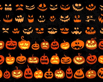 Pumpkin Face Svg Bundle, Halloween Svg Bundle, Pumpkin Svg, Halloween Clipart, Pumpkin faces Silhouette, Pumpkin faces Cut File