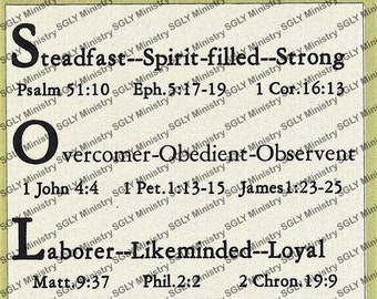 Soldier Of God Bookmarks-Acrostic Five (5)  Printable Bookmarks - Digital Download