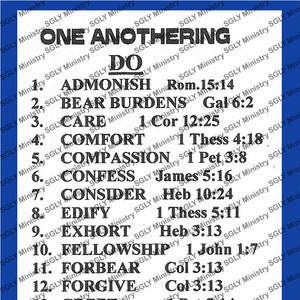 One Anothering Bookmarks (5)  Printable Bible Bookmarks - Digital Download