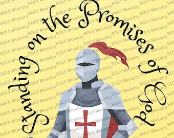 Standing on the Promises--5 Printable Bookmarks with Armor of God soldier standing on Bible--2Corinthians 1:20 scripture--Digital Download