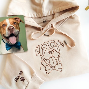 Custom Embroidered Dog Hoodie,Personalised one-line Pet Sweatshirt,Dog Mom Sweater,Unisex Embroidered Hoodie