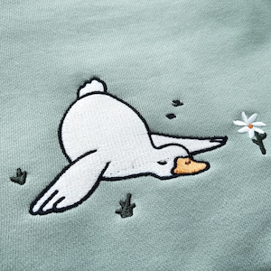 Duck And Daisy Embroidered Crewneck Sweatshirt,Silly Goose Sweatshirt,Flower Sweatshirt ,Funny Sweatshirt, Gifts for friends,Gift for her image 2