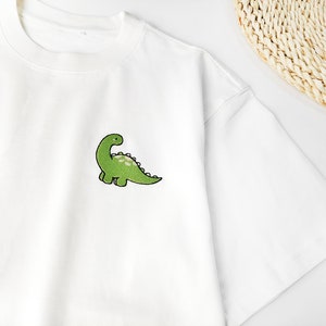Embroidered Dinosaur Shirt, Dino Embroidered Ultra Soft Tee, Embroidered Men&#39;s T-Shirt,Embroidered Unisex Shirt,Gift for Her