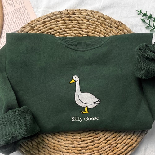 Silly Goose Embroidered Sweatshirtembroidered Crewneck Etsy Australia