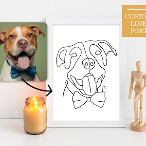 Personalized Dog One Line Art,Custom Dog Portrait,Pet memorial drawing,Pet Owner Gift