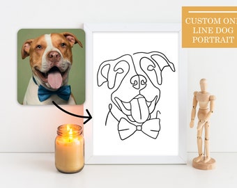 Personalisierte Hund One Line Art, individuelles Hundeportrait, Haustier-Denkmal-Zeichnung, Haustierbesitzer-Geschenk