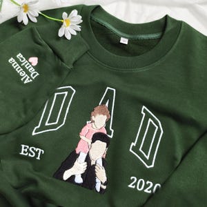 Custom Embroidered Dad Sweatshirt with Photo, Personalized Gift, Custom Dad EST Birthday Party Hoodie,Father tshirt ,Father&#39;s Day Gift